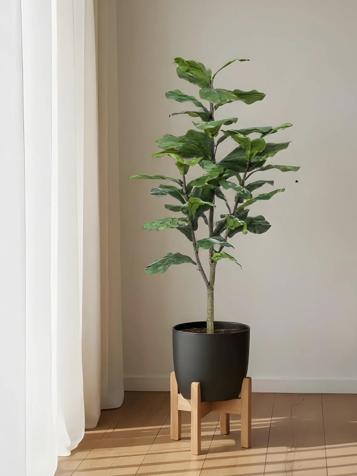 Hochwertiger Kunstbaum Ficus Lyrata (Geigenfeige) 120 cm