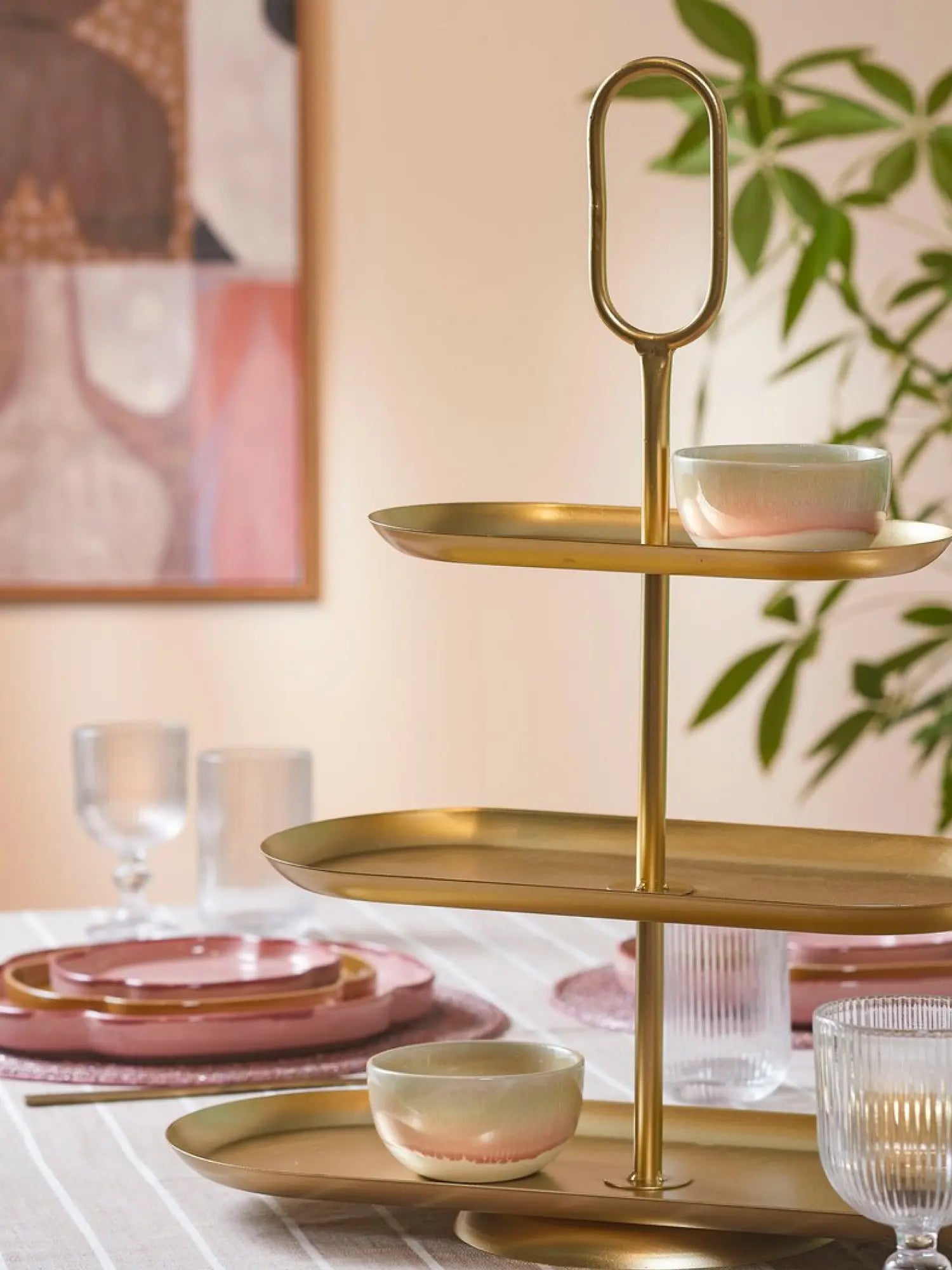 Etagère Langoval Gold 3-stöckig